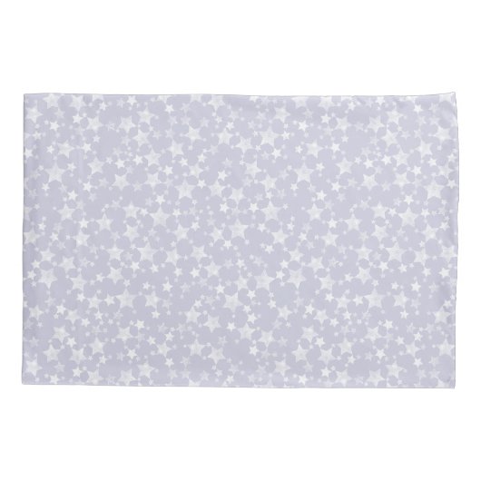 白い上のほこりっぽい紫 |リノプリント星模様 枕カバー (裏面-左)