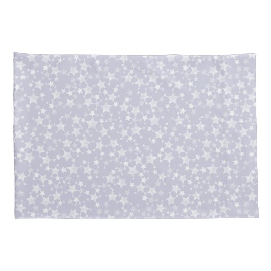 白い上のほこりっぽい紫 |リノプリント星模様 枕カバー (裏面-右)