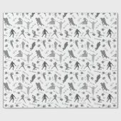 白い上のグレーサッカー選手のパターン ラッピングペーパー (フラット)