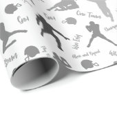 白い上のグレーサッカー選手のパターン ラッピングペーパー (ロールコーナー)