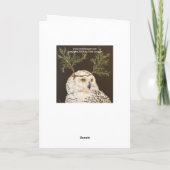 白い上のスノーフクロウのホリデーカード シーズンカード (裏面)