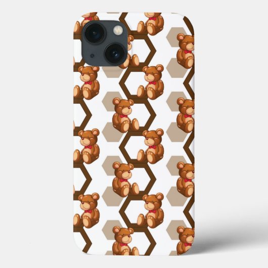 白い上のテディベアの配列のイラストレーション Case-Mate iPhoneケース (裏面)