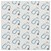 白い上の医師の聴診器パターン ファブリック (クローズアップ)