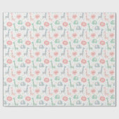 白い上の可愛いジャングルの動物 ラッピングペーパー (フラット)