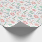 白い上の可愛いジャングルの動物 ラッピングペーパー (角)