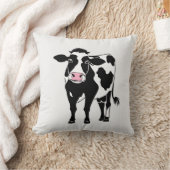 白い上の漫画の牛 クッション (ブランケット)