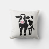白い上の漫画の牛 クッション (正面)