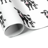 白い上の漫画の牛 ラッピングペーパー (ロールコーナー)