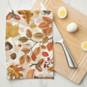 白い上の秋の森 キッチンタオル (四つ折り)