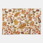 白い上の秋の森 キッチンタオル (横)