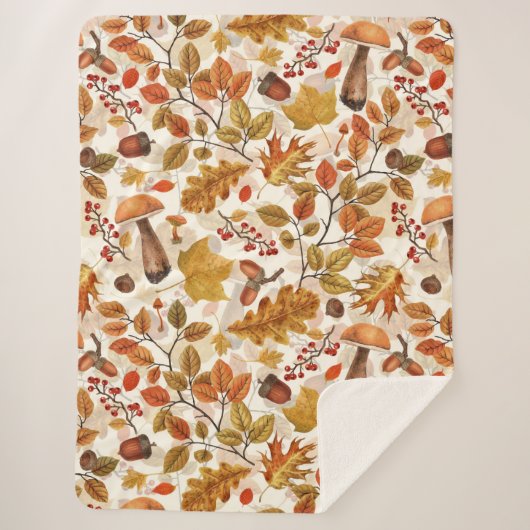 白い上の秋の森 シェルパブランケット (正面)