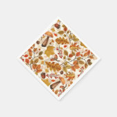 白い上の秋の森 スタンダードカクテルナプキン (角)