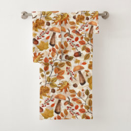 白い上の秋の森 バスタオルセット