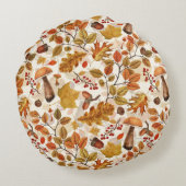 白い上の秋の森 ラウンドクッション (裏面)