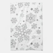 白い上の銀色の雪 キッチンタオル (縦)