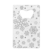 白い上の銀色の雪 クレジットカード栓抜き (裏面)