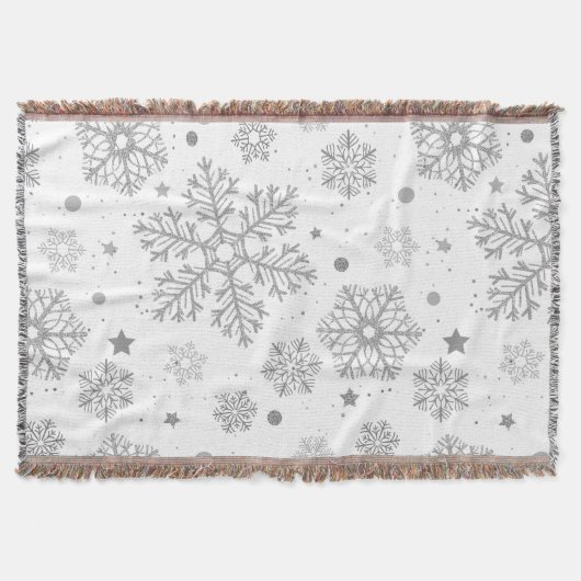 白い上の銀色の雪 スローブランケット (正面)