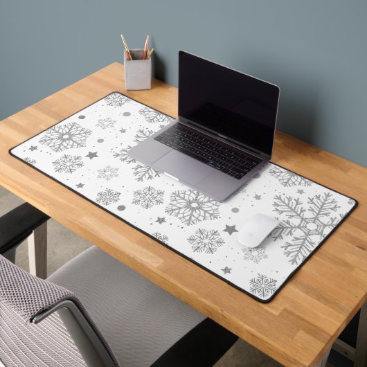 白い上の銀色の雪 デスクマット (オフィス2)