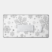 白い上の銀色の雪 デスクマット (キーボード&マウス)