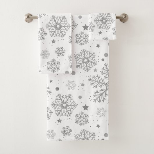 白い上の銀色の雪 バスタオルセット (インサイチュ)