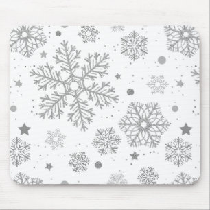 白い上の銀色の雪 マウスパッド