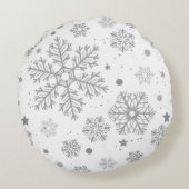 白い上の銀色の雪 ラウンドクッション (裏面)