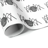 白い上の黒いクモ ラッピングペーパー (ロールコーナー)