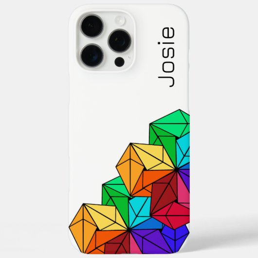白い上の3D Bright Rainbow Cube三角形の名前を追加 Case-Mate iPhoneケース (裏面)