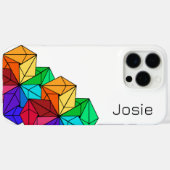 白い上の3D Bright Rainbow Cube三角形の名前を追加 Case-Mate iPhoneケース (裏面 (横))