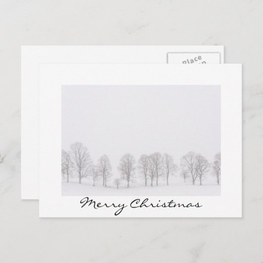 白い世界のクリスマスカードの冬の木 シーズンポストカード (正面/裏面)