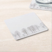 白い世界のコースターの冬の不毛の木 スクエアペーパーコースター (アングル)