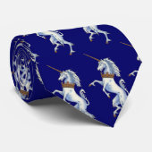 白い中世意気揚々と歩くユニコーン ネクタイ (ロール)