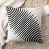 白い中央に不均一な千鳥付き黒線 クッション (ブランケット)