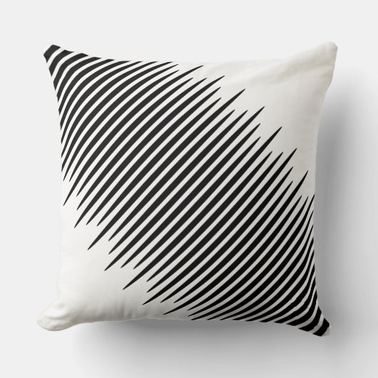 白い中央に不均一な千鳥付き黒線 クッション (正面)