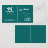 白い中間の規則のモノグラム-ティール（緑がかった色） 名刺 (正面/裏面)