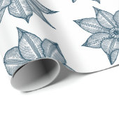 白い串状の花にプロシアンブルー ラッピングペーパー (ロールコーナー)