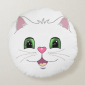白い丸い枕に描かれたかわいい猫の顔が面白い ラウンドクッション (裏面)