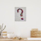 白い丸薬の背景の丸薬のクエスチョンマーク ポスター (キッチン)