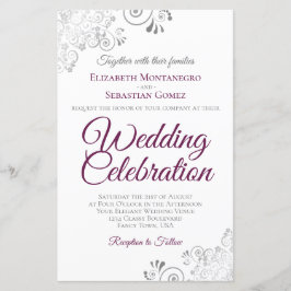 白い予算の結婚式にマゼンタを招待大