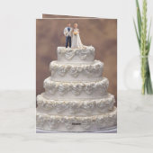 白い五層結婚のケーキとブライダルカップル カード (裏面)