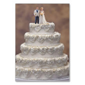 白い五層結婚のケーキとブライダルカップル テーブルナンバー (裏面)