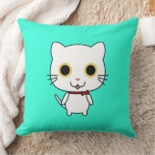 白い人型の猫のクリップアート クッション (ブランケット)