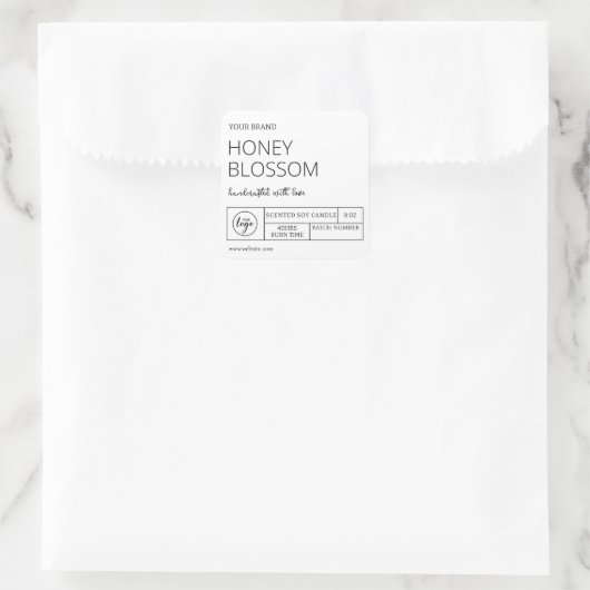 白い人気があるろうそくラベル スクエアシール (バッグ)