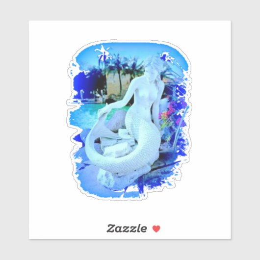 白い人魚が座るサンダー_コーブ シール (シート)