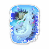 白い人魚が座るサンダー_コーブ シール (正面)
