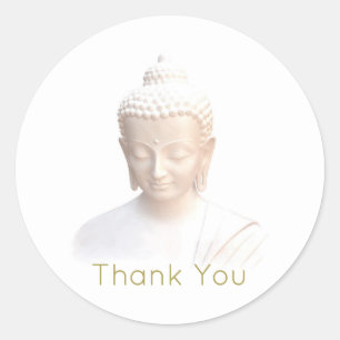 白い仏像 Serene Meditative Thank ラウンドシール