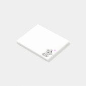 白い付箋に描かれたかわいいトラ猫とハート ポストイット (アングル)