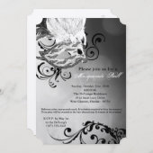 白い仮装のボールマスクの衣装ハロウィーンの部分 招待状 (正面/裏面)