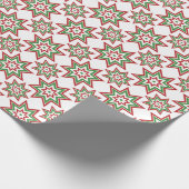 白い休日のラッピングに赤、緑の星 ラッピングペーパー (角)