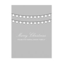 白い休日の灯りの文字列はがき